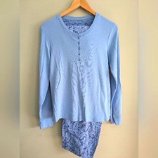 LL Bean Pajama Set Blue Flannel Size M/L