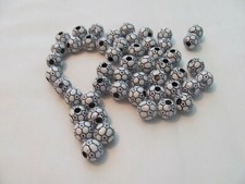 NEW LOT OF 50 PLASTIC SPORTS BALL BEADS CRAFTS/JEWELRY SOCCER