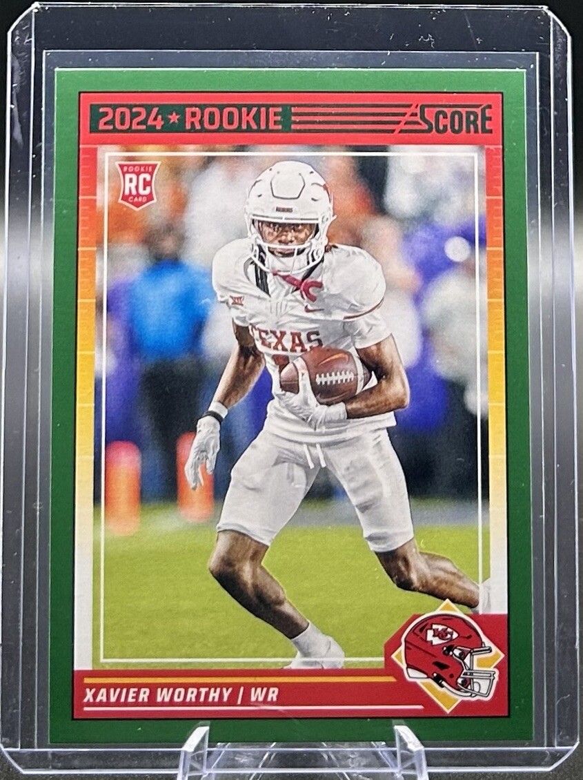 2024 Panini Score Xavier Worthy Green Parallel #324 RC Chiefs