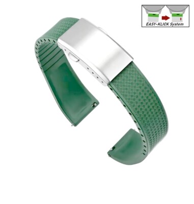XS-Extrakurz Premium FKM-Kautschuk Uhrenarmband Modell Texturo-S grün 19 mm