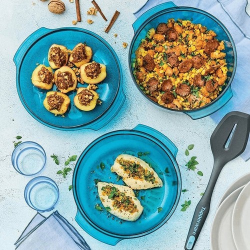 Brand New Tupperware TupperWave Stack Cooker Starter Set Peacock Blue Aqua - Picture 3 of 3