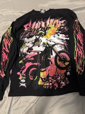 Evil Vice Moto Smoke Skull Longsleeve Size Small