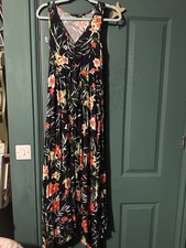 Bodyflirt Size Xs Fit 6 8 Navy Vibrant Floral Maxi Dress hanky hem holiday  