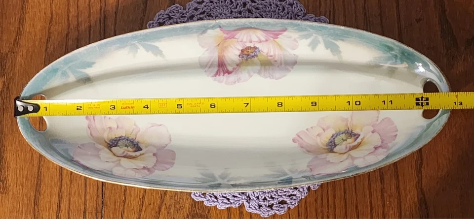 Antique P.V. Vessra Germany Handpainted Pink And Yellow Flower Gold Trim China - Image 2 of 4