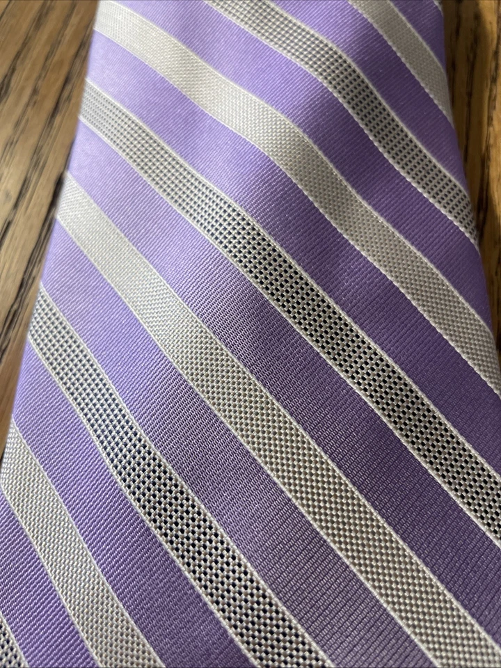 Corbata a rayas de seda Paul Fredrick reciente usada en excelente estado EE. UU. hecha a mano Foto 3 de 4