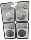 Lot of (4) 2021 $1 U.S. Heraldic T-1 Silver Eagle Dollar "ER" NGC MS 69 Lo#C7