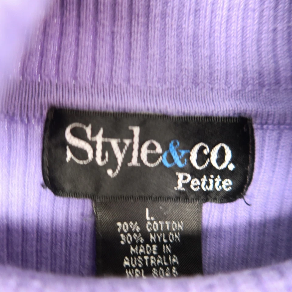 Suéter grande vintage de cuello alto tejido acanalado púrpura Y2K Foto 4 de 4