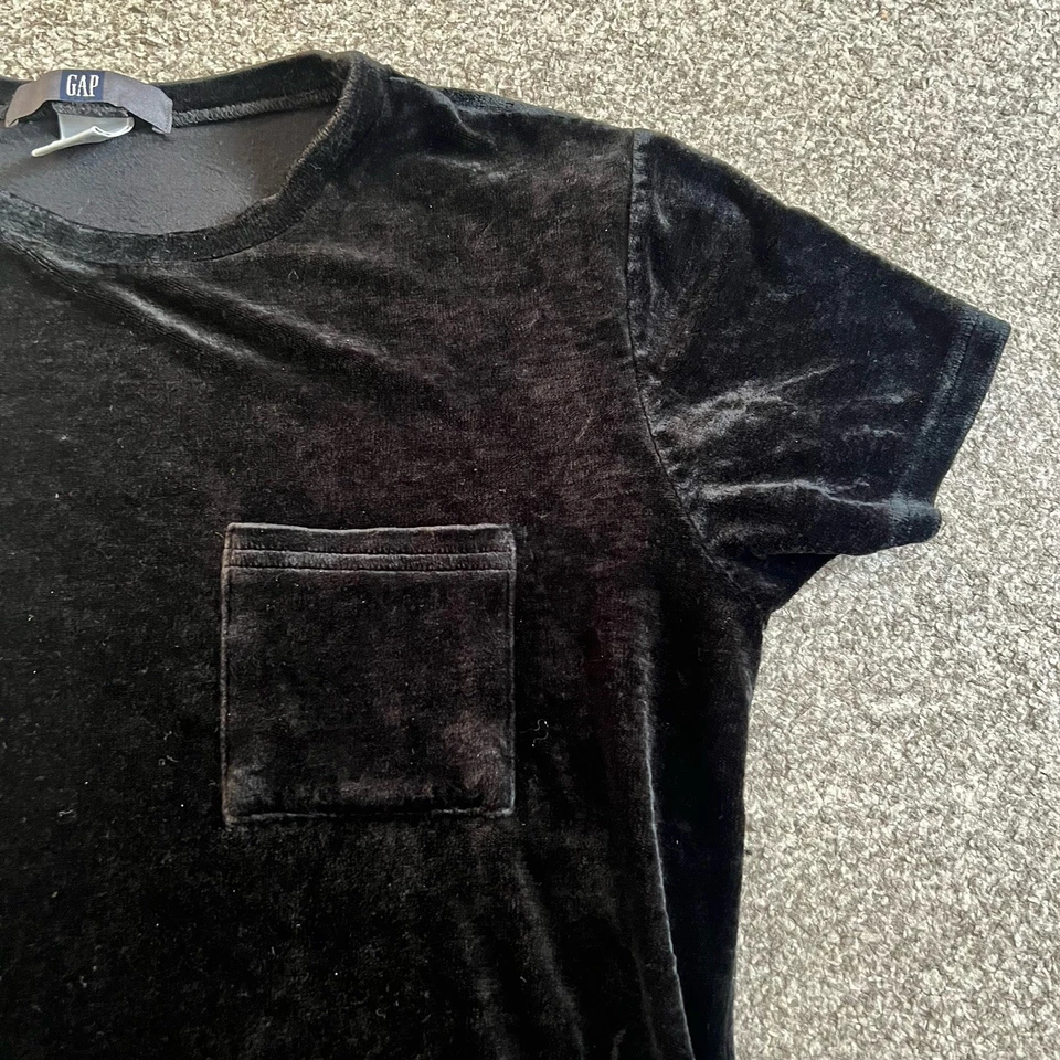 Gap Top Feminino Pequeno Veludo Preto Whimsigoth Fada Burnout Conforto Romântico Antigo - Imagem 3 de 4