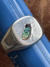 Silver Shibayama Ladies Signet Ring Superb Detail Size R