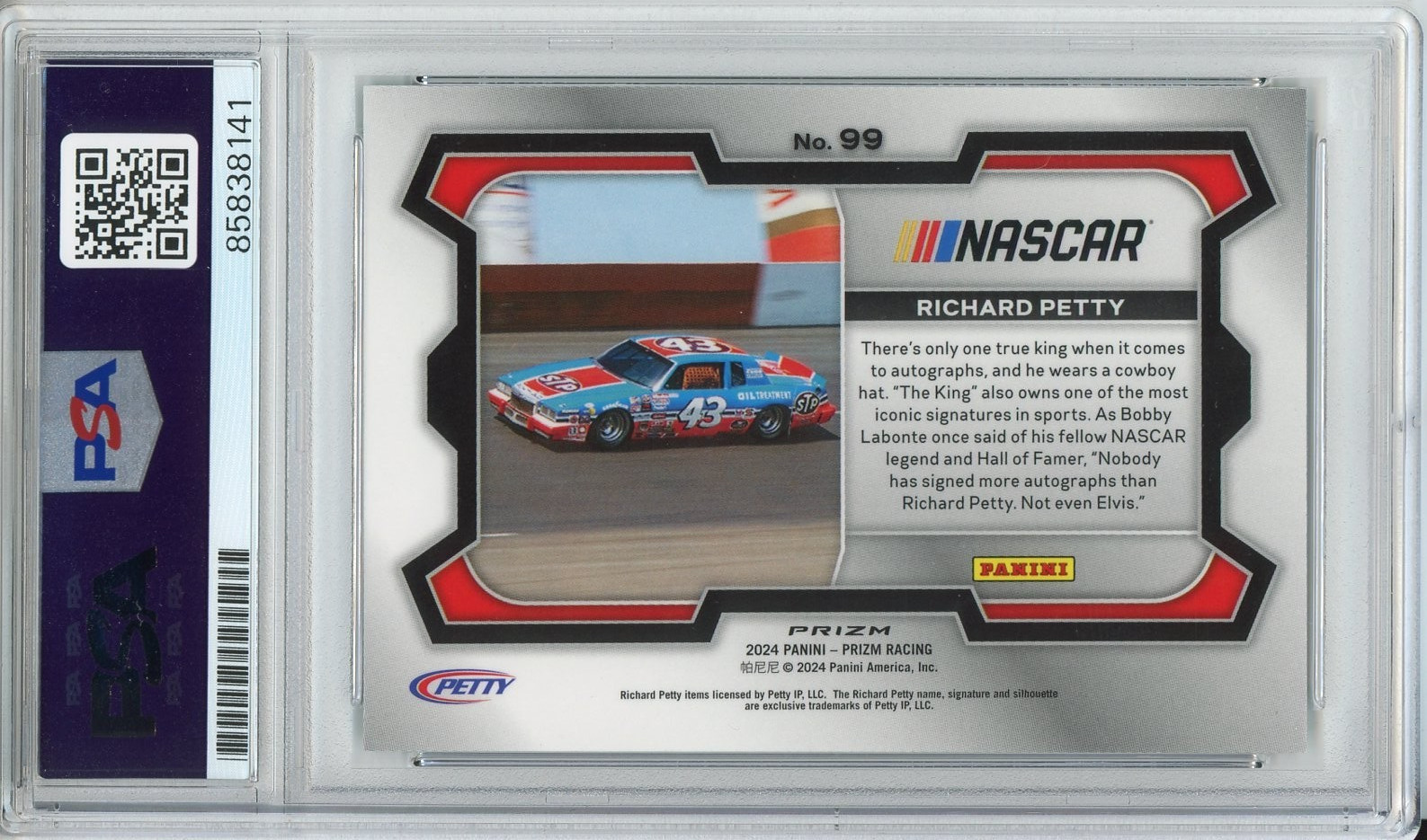 2024 PANINI PRIZM RACING GREEN RICHARD PETTY SIGNED AUTOGRAPH CARD PSA DNA COA view 2