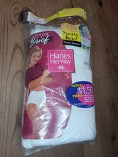 Vtg 1997 Hanes Her Way Women 10 Cotton Brief White Panties Underwear 6 Pack READ