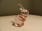 Vintage Fenton Glass Bunny Rabbit Figurine Pink Iridescent 2.75" Tall