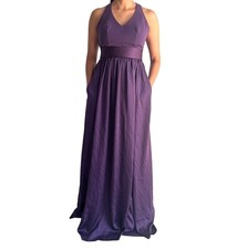 WHITE Vera Wang Bridesmaid Dress Women's Size 2 Formal Gown Plum V-Neck Halter