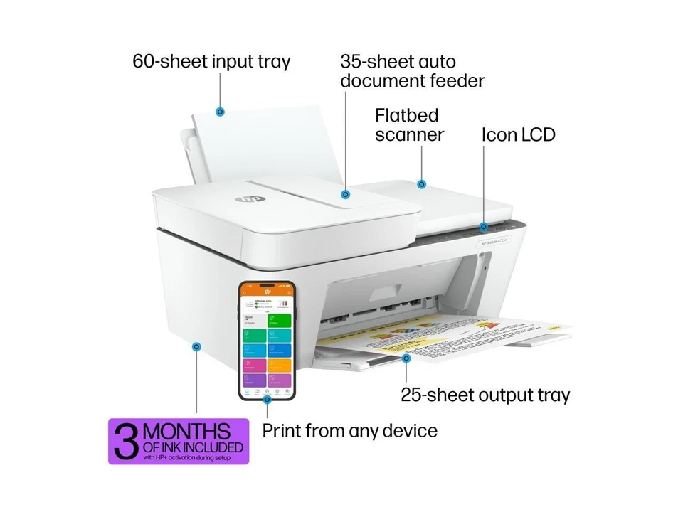 HP DeskJet 4255e All-in-One Wireless Color Printer 588S6A#B1H - Image 4 of 4