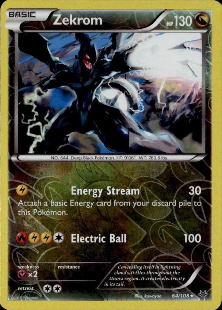 Zekrom Reverse Holo Holo Rare ROS XY - Roaring Skies 64/108 LP-NM