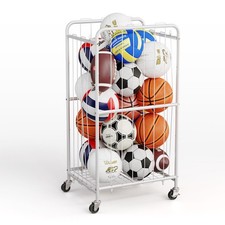 210L 43-Inch Large Ball Storage Basket with Wheels, Rolling Cart Sports Equip...