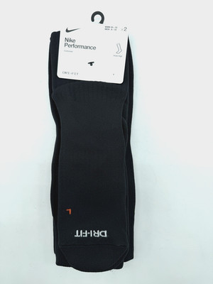 NEW 2 PAIR MENS NIKE PERFORMANCE CUSHIONED KNEE-HIGH DRI- FIT SOCKS LARGE BLACK