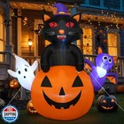 HYRIXDIRECT 7FT Halloween Inflatable Black Cat with Ghost Decorations LED