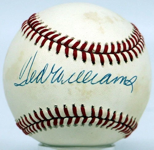 Ted Williams Single Signed Baseball 8.5 (OAL Brown) 716823