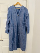 Marks& Spencer collection 100 % Linen Blue  Shirt Dress Size 18 Wear once 
