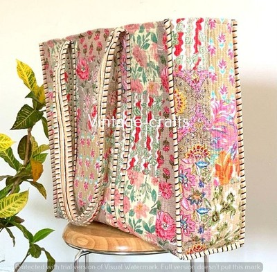 Indische Tragetaschen gesteppt handgefertigt Baumwolle Patchwork Schulter Sho...