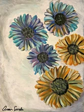 IMPRESSIONISM VIVID WHIMSICAL 16X20 Flying Flowers Fine Art Home Interior Design