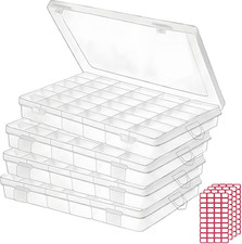 4Pack 36 Grids Plastic Clear Organizer Box Bead Storage Containers with Adjustab