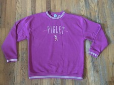 New NWOT Disney Winnie the Pooh PIGLET Sweatshirt Pink Embroidered Size XL Women