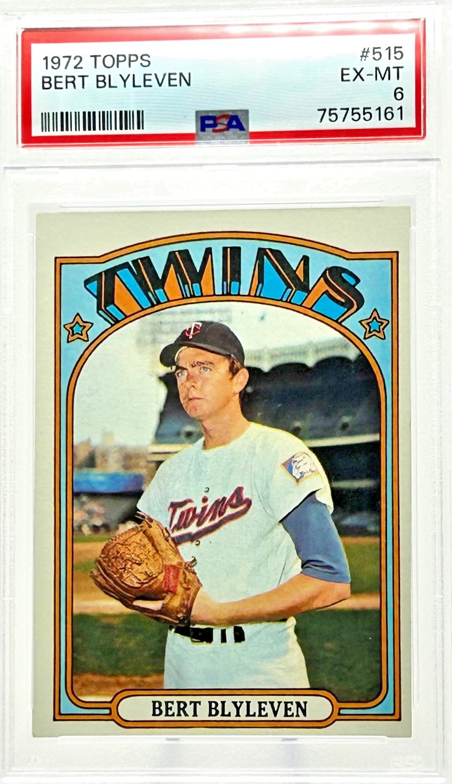1972 TOPPS #515 BERT BLYLEVEN, PSA 6, HOF