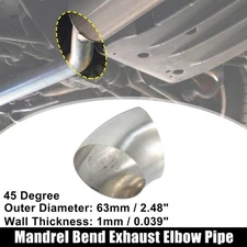Universal 1PCS 3 Inch/3" 45 Degree Bend Tube Exhaust Elbow Pipe Stainless Steel