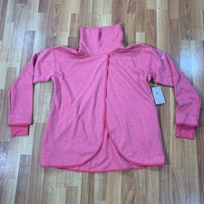 Nike Pullover Womens Small Pink White Swoosh Sweatshirt Dri-Fit Mock Neck