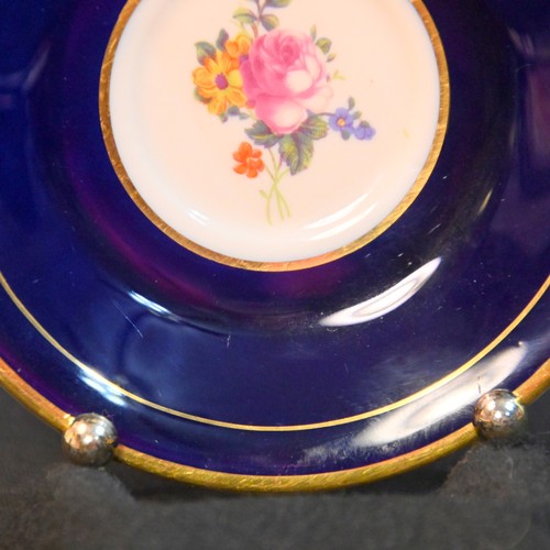 Syracuse China O.P.Co. Cobalt Blue Floral Cup & Saucer 1920-1960 Old Ivory USA - Picture 16 of 24