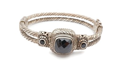Sarda Sterling Silver 925 Black Spinel Bracelet 7.25''