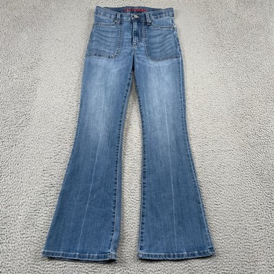 Lucky Brand Jeans Womens 2/26 Blue Stevie High Rise Flare Patch Pocket Stretch