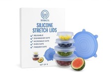 Reusable Silicone Stretch Lids – 6PCS Covers for Bowls, Cups, Blue 