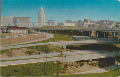 Parkway System near Civic Center Los Angeles CA. Postcard (10106)