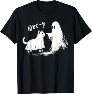 Funny Retro Black Cat Ghost T-Shirt for Halloween Lovers | eBay