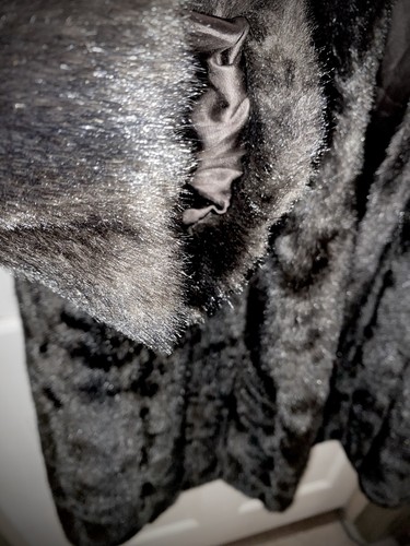 Vintage 1970s Sears Fashions Faux Mink Fur Coat~Chic Black~Leather Trim~M/L~VVG - Picture 3 of 10
