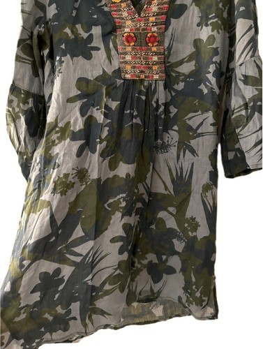 Johnny Was Workshop Dress Womens Sz S Shift Tunic Linen Embroidered Boho Hippie - Picture 5 of 14