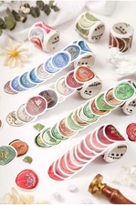 Creative Sealing Wax Style Stickers in a Tape, Wax Seal in a Tape, Planner Stick