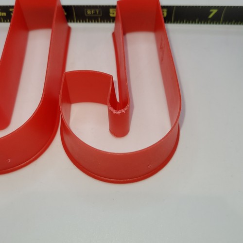 Three Red Plastic Cookie Cutters - Candy Cane or Letter 'J' - Picture 4 of 5