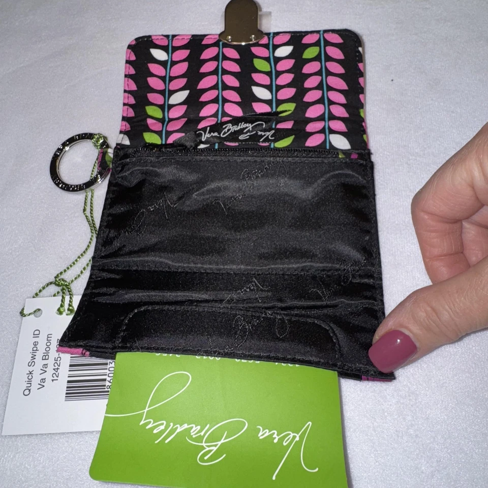 Vera Bradley Quick Swipe ID Wallet Womens Va Va Bloom Floral Pink Key Ring NWT - Image 4 of 4