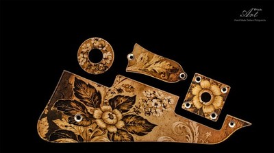 Les Paul Gibson Pickguard Set: Victorian Floral, Gold Brown Anodized Aluminum