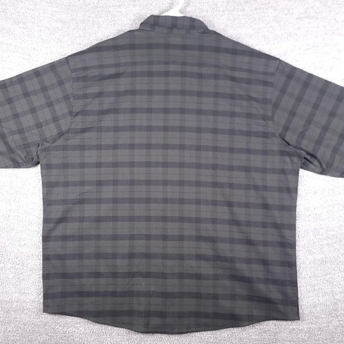 Poncho Shirt Mens 2XL Gray Black Plaid Long Sleeve Button Up Magnetic Pockets - Picture 10 of 11
