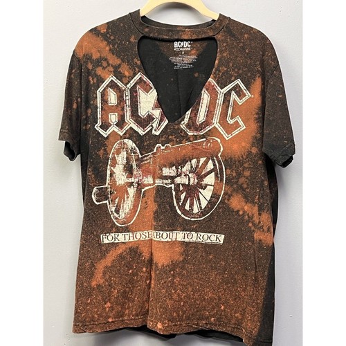 AC/DC For Those About To Rock Concert T Shirt Medium Bleached Cut 2009 ...