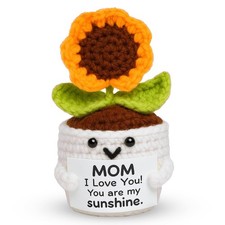 Gifts for Mom Cute Handmade Crochet Sunflower Pot with Message Card - Ch