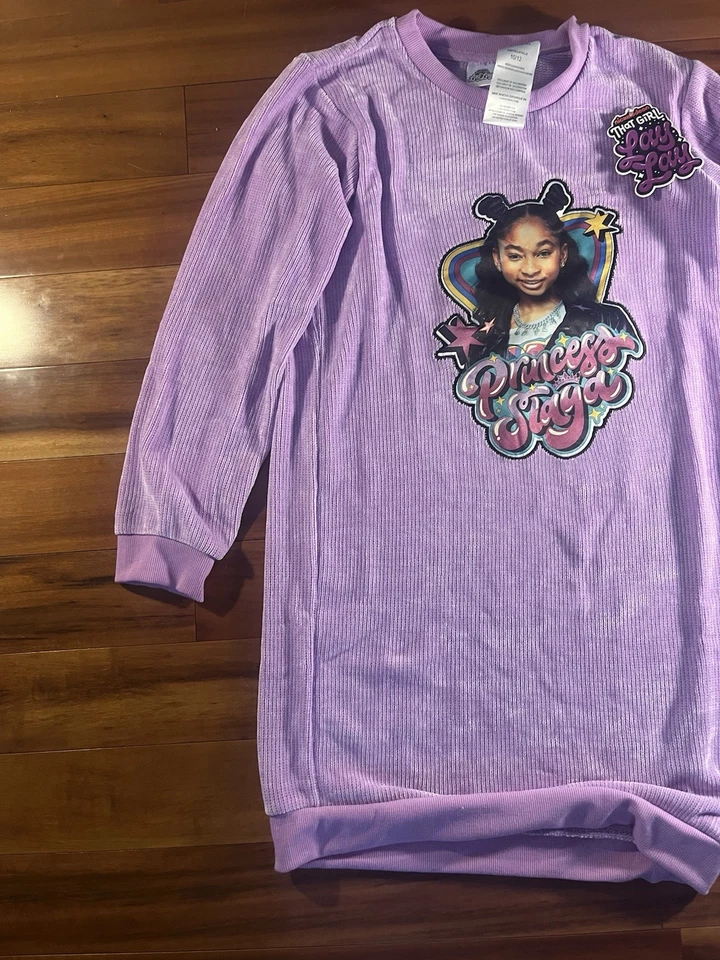 that girl lay lay sleep shirt purple Size Kids 10/12 NWT - Image 3 of 4