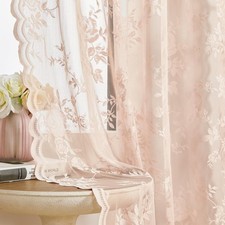 Lace Curtains 63 Inch Length 2 Panels Set 52"W x 63"L Pack of 2 Blush Pink