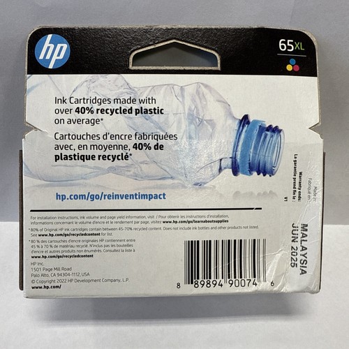 NOWY ORYGINALNY OEM HP 65XL TRÓJKOLOROWY WYSOKOWYDAJNY WKŁAD ATRAMENTOWY CZERWIEC 2025 WYGLĄD! - Zdjęcie 2 z 4