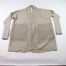 Lululemon Women's 10 Sit In Lotus Wrap II Cardigan Sweater Merino Wool Tan READ